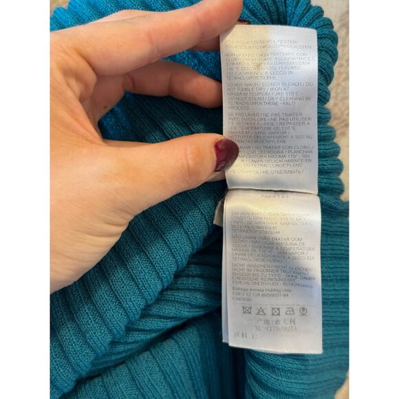 Bottega Veneta Duck Green Ribbed Wool Midi Dress S In Turquoise - Picture 5 of 6